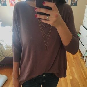 Slouchy purple 3/4 sleeve shirt